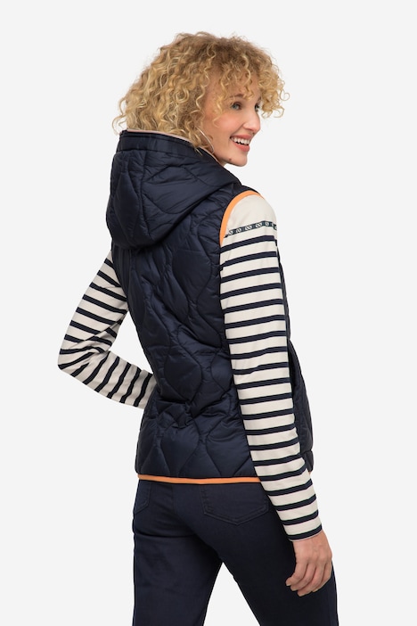 Wende-Steppweste, Kapuze, Zipper