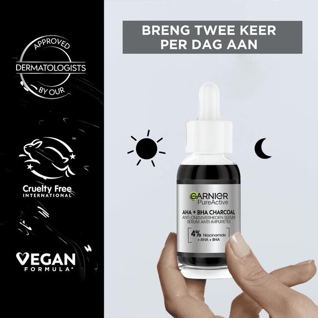 Garnier PureActive AHA + BHA Charcoal Anti-Onzuiverheden Serum 30 ML
