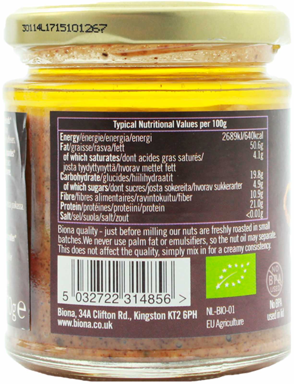 Manteiga de Amendoim Orgânica Biona Organic 170g