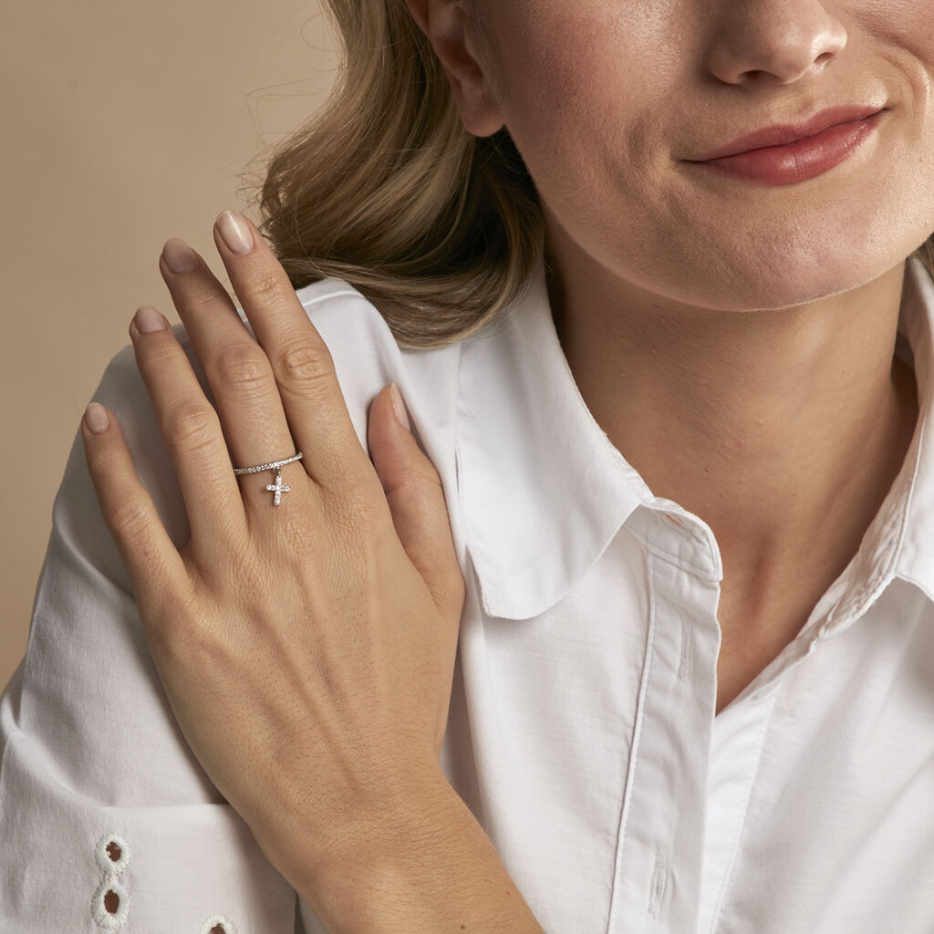Bague Gorane Argent Blanc Oxyde De Zirconium