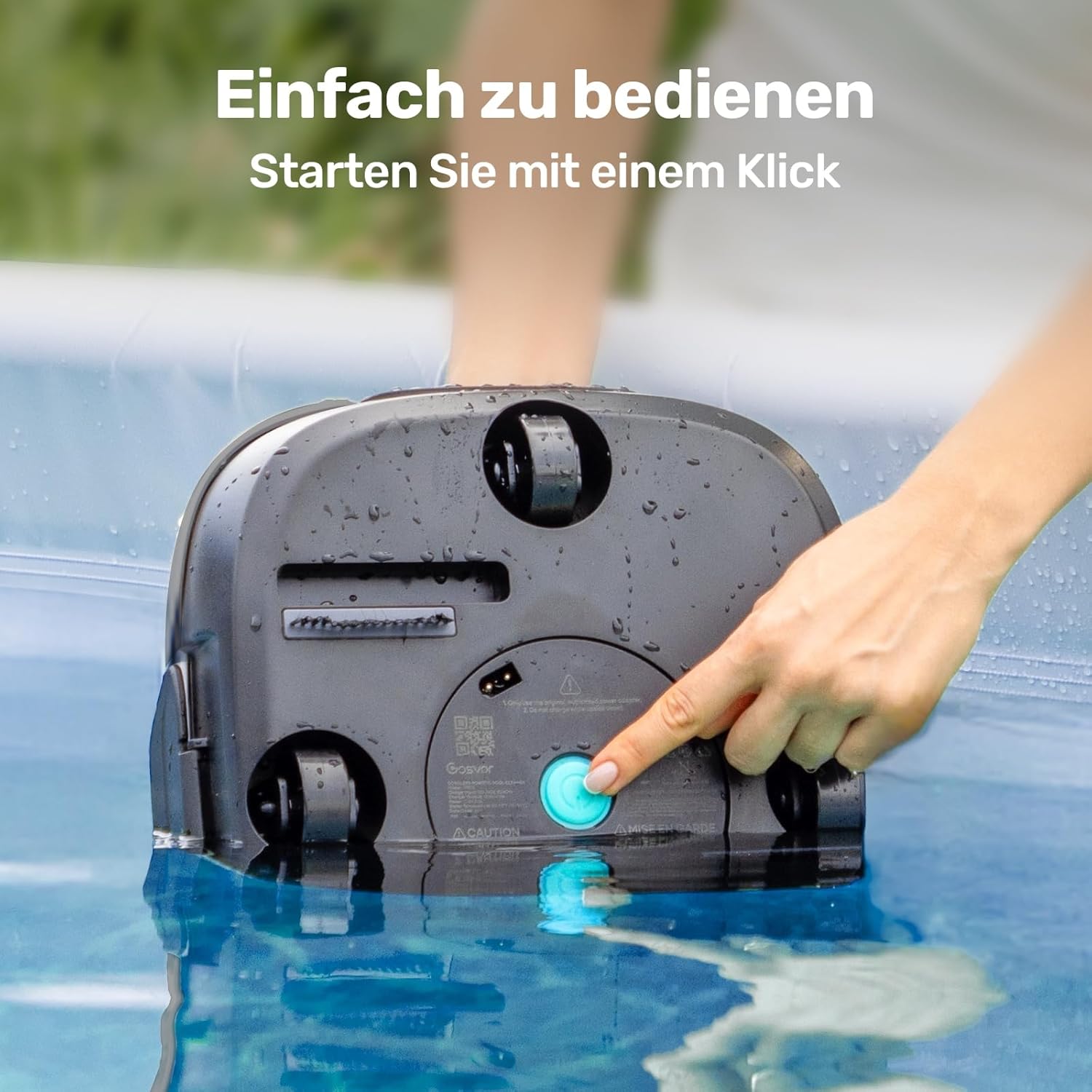 Poolroboter, Akku Poolsauger mit 90 Min. Reinigungszeit, Einfach zu Bedienen, Selbstparkfunktion, Poolsauger Bodensauger Ideal für 80 ㎡ Oberirdische Pools, Grau-Orange