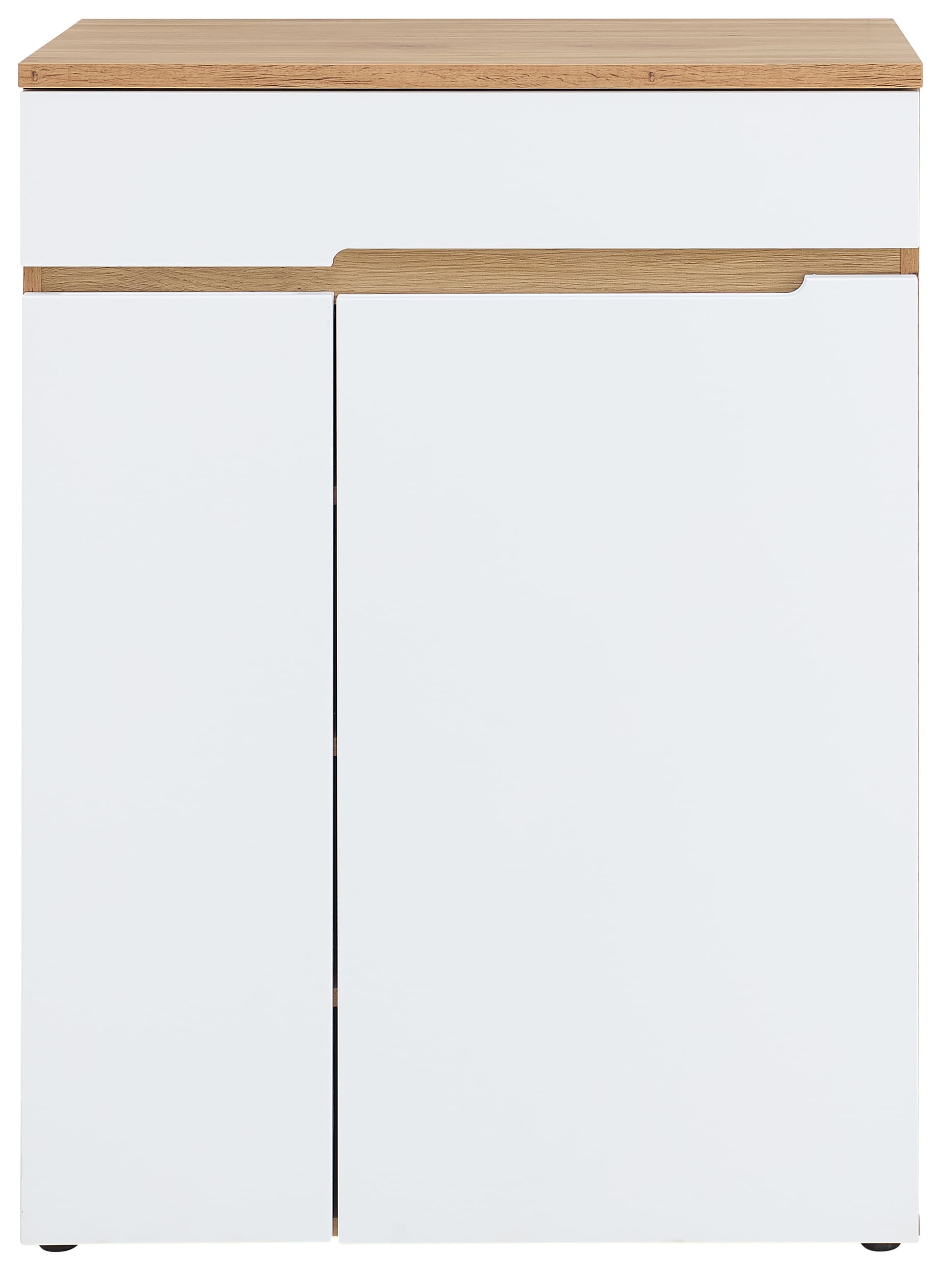 vito Kommode CLYDE 80 x 107 cm Weiß Supermatt/Mauvella-Oak-Dekor