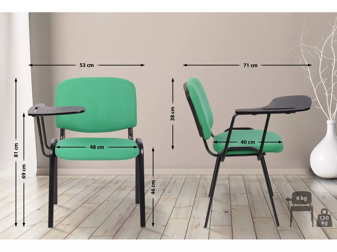 Chaise de salle à manger - Tissu & Métal noir mat - Vert - Ken mit Klapptisch