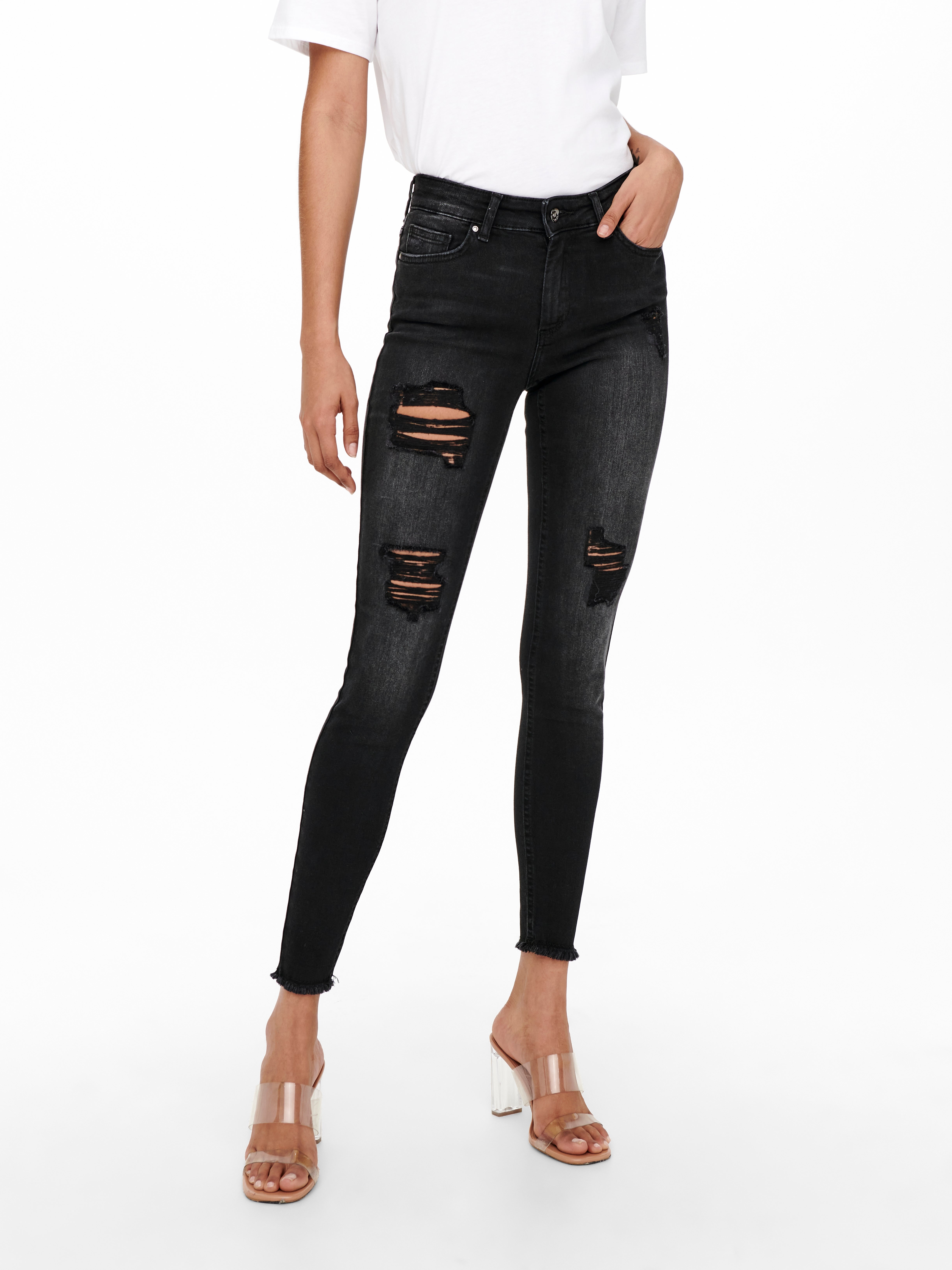 ONLBLUSH Mittlere Taille Skinny Fit Jeans Washed Black