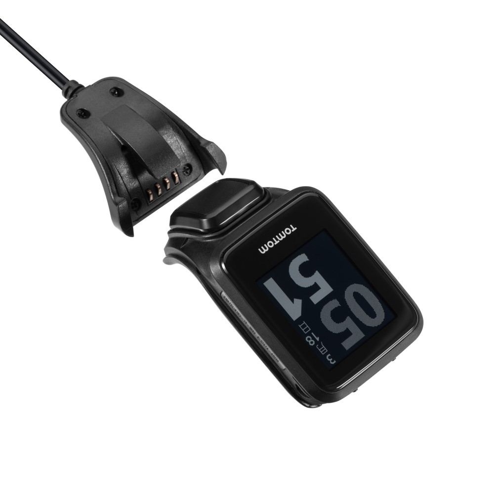 (1m) TomTom Runner 3 / 2 / Spark 3 / Golfer 2 / Abenteurer USB Ladegerät Clip Dockingstation - Schwarz
