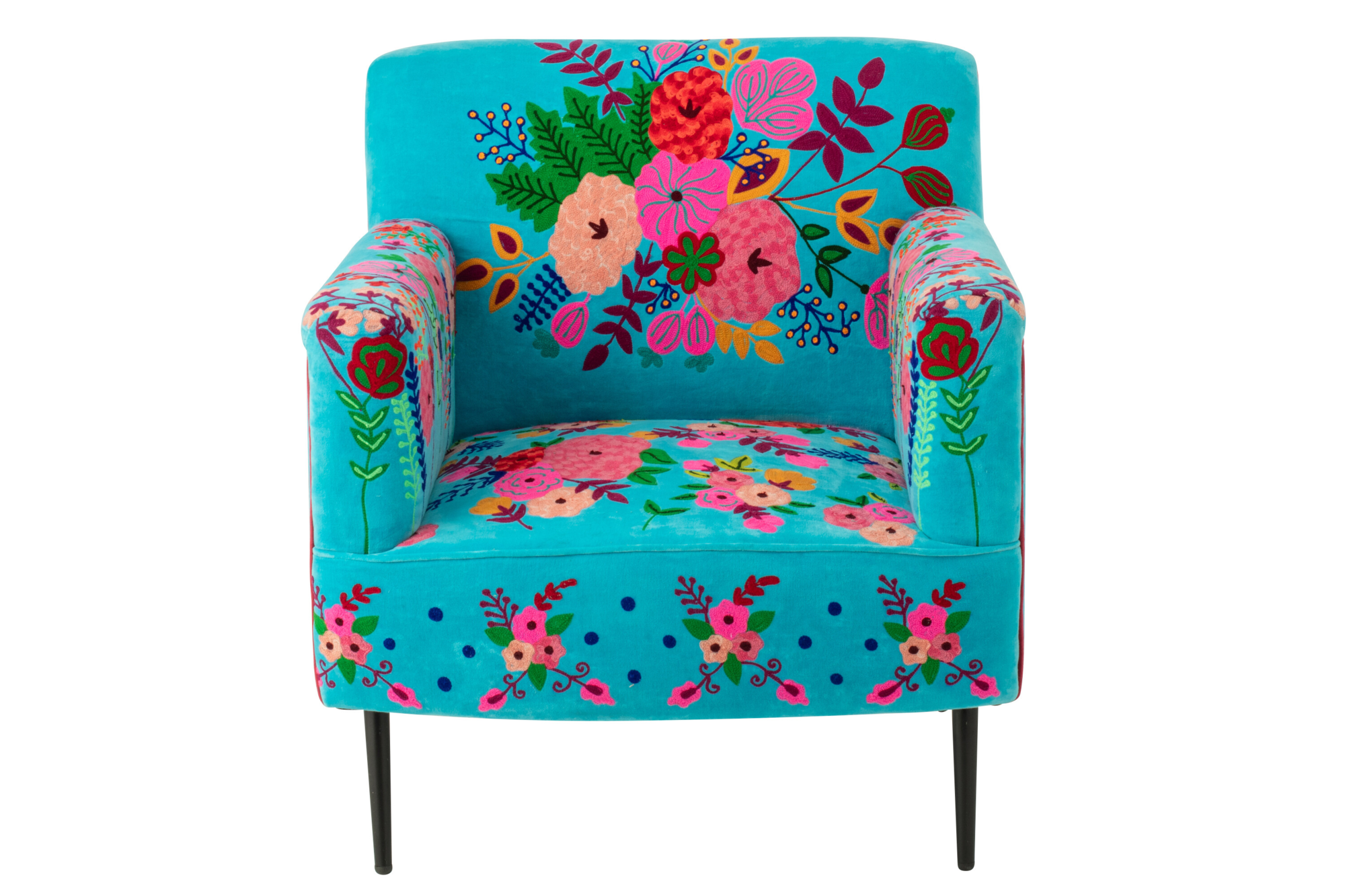 Fauteuil Bloemen Mangohout Azuurblauw