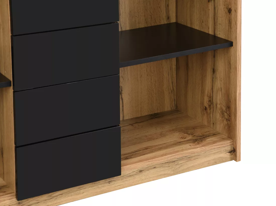 Bureau extensible avec plateau pivotant 360° - MDF - Naturel et noir - PAVELO