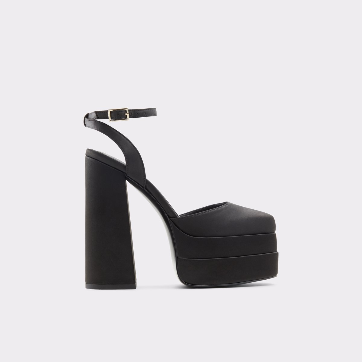 Kersaudy Black Textile Satin Women Platforms & Mary Janes