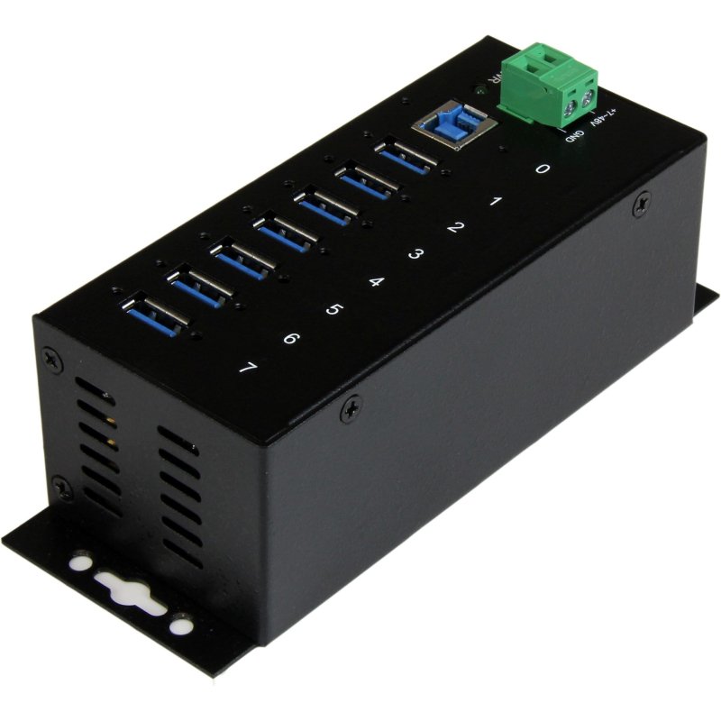 StarTech.com Hub USB 3.0 à 7 ports - 5Gbps - Hub USB-A industriel en métal avec protection ESD et protection contre les surtensions de 350W - Montage sur rail DIN, mural ou sur bureau - Hub d'extension USB conforme TAA