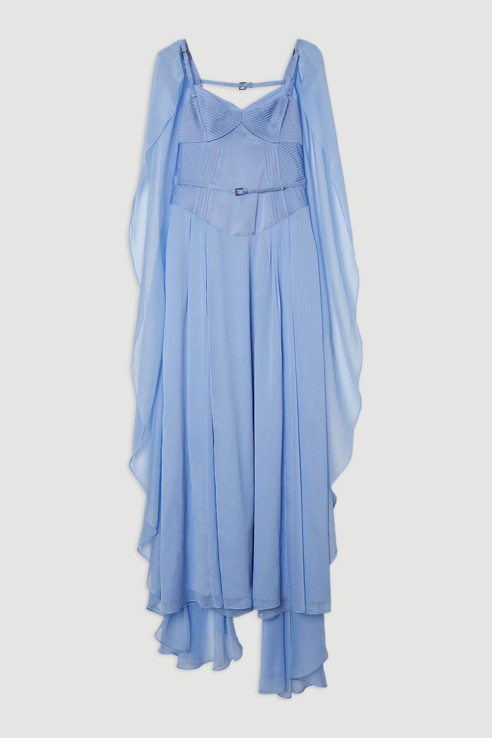 KarenMillen Collection Archive - Robe maxi tissée en géorgette avec détails de corset et cape