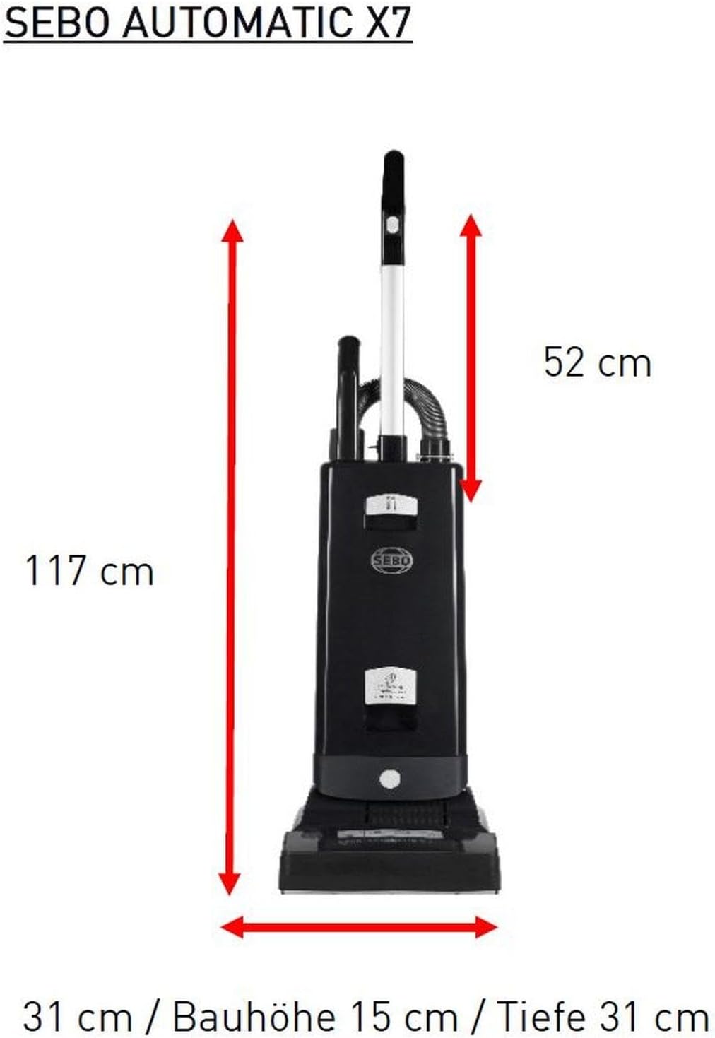 SEBO Automatic X7 Bürststaubsauger, Kunststoff, Grau, 117.00 x 31.00 x 31.00 cm