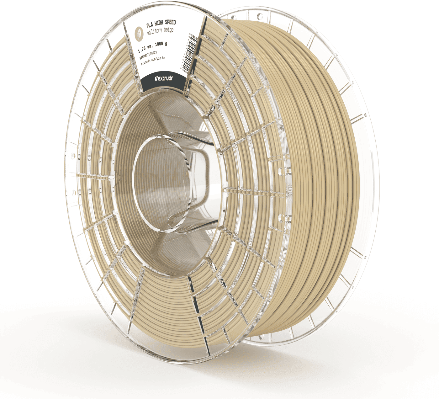 Extrudr  PLA High Speed Militär Beige, 1,75 mm / 1000 g    PLA HS für Druckgeschwindigkeiten bis zu 1000 mm/s in Militär Beige