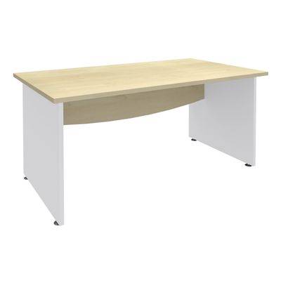 Bureau droit DUAL - L160 - Pieds blanc - plateau imitation Erable