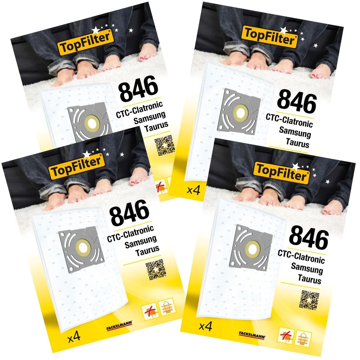 Lot de 4 packs de 4 sacs aspirateur 64846 Tornado et Samsung Premium T