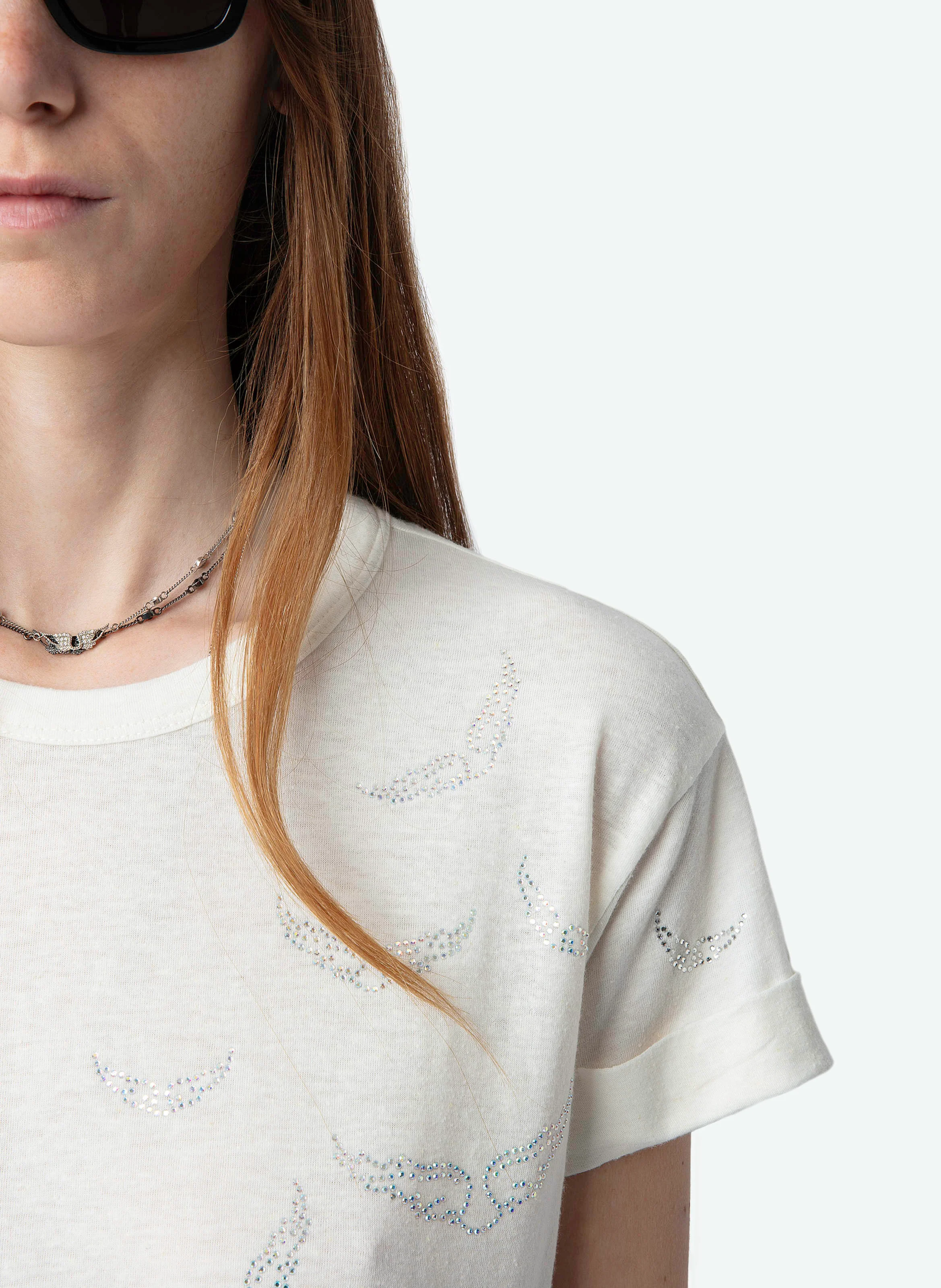 ANYA - Tee-shirt manches courtes en coton et lin mélangés | Blanc