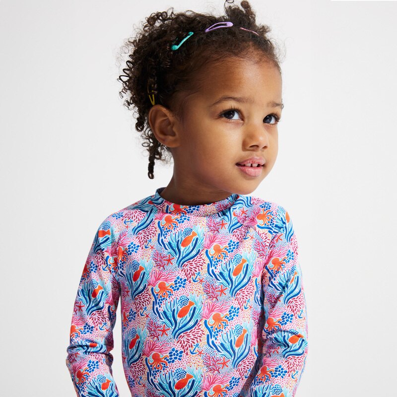 Combinaison anti UV poissons bébé fille Gris ou noir