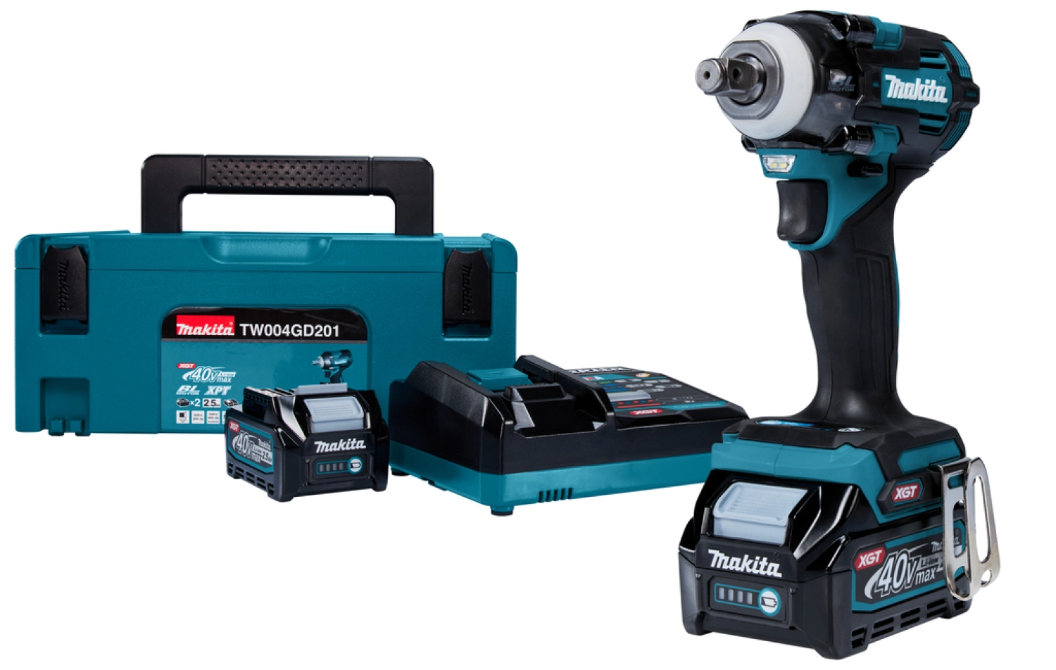 Makita TW004GD201 XGT 40V Max Li-ion Accu slagmoersleutel set (2x 2.5Ah) in Mbox - koolborstelloos