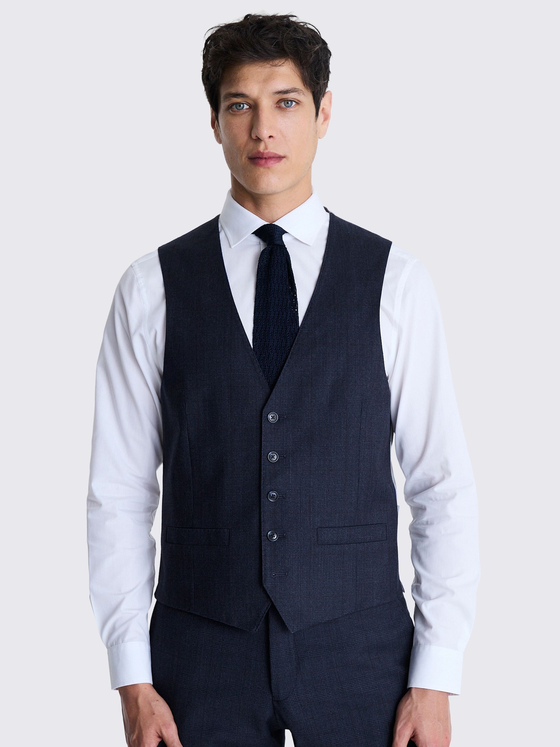 Marineblauw geruit - MOSS Performance gilet op maat