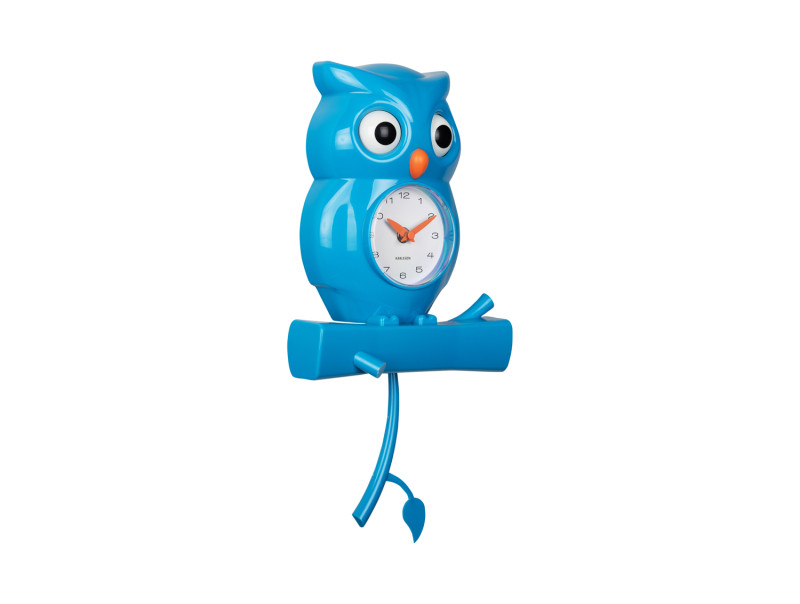 Wall Clock Owl Pendulum KA5965BB Bright blue