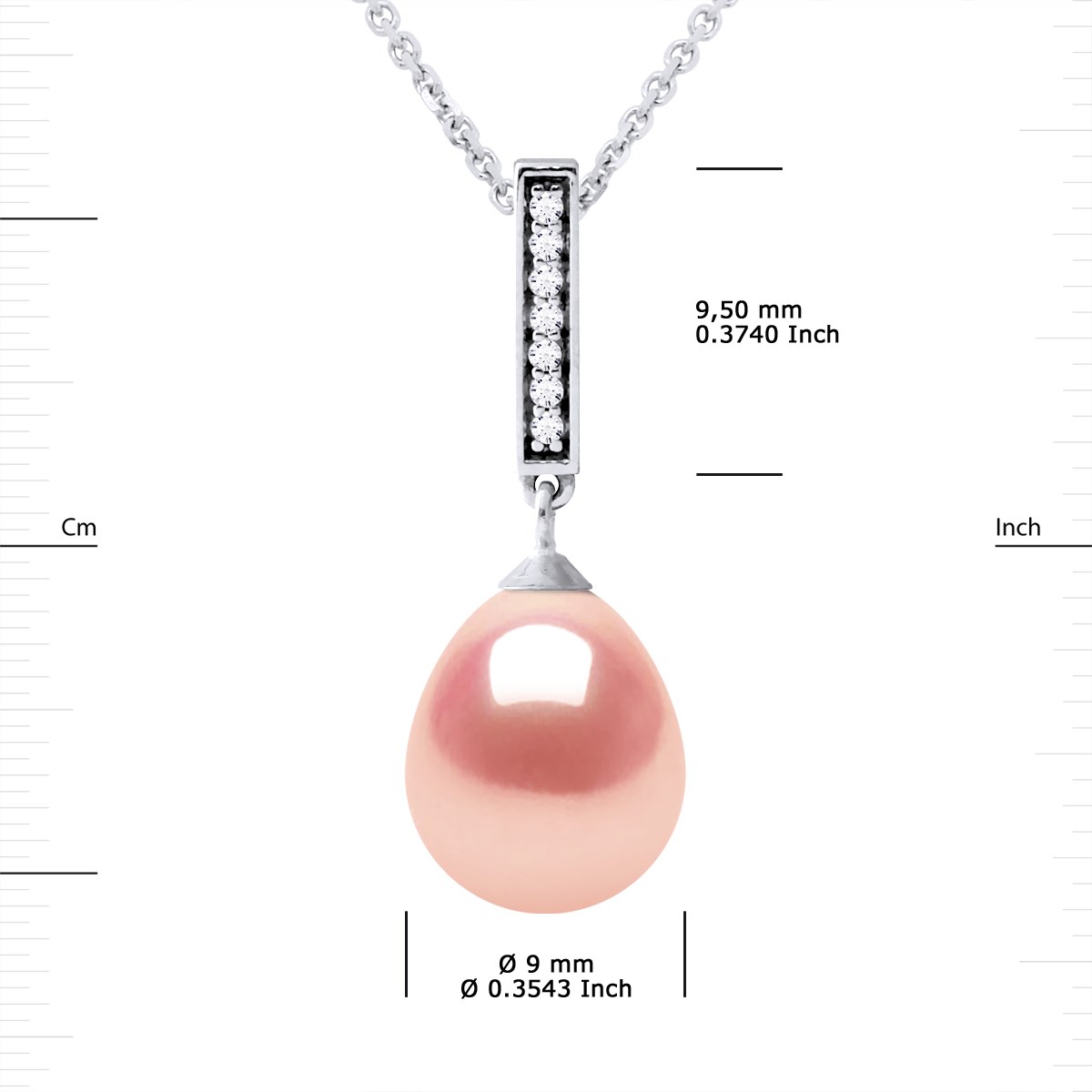 Collier BARETTE Perle d'Eau Douce 9-10 mm Rose Joaillerie Argent 925