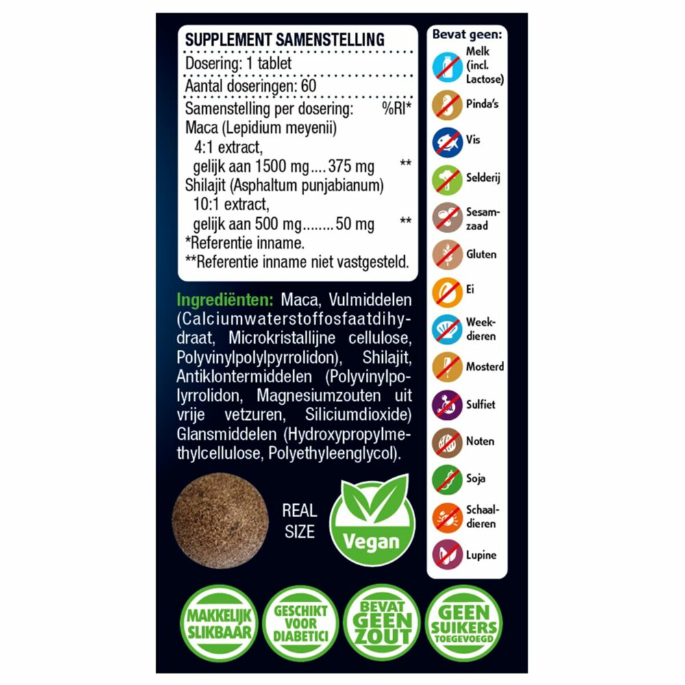 Lucovitaal Maca & Shilajit Puur 60 tabletten