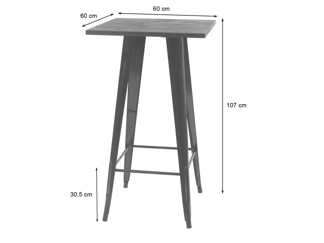 Table haute MCW-A73, plateau en bois inclus, noir