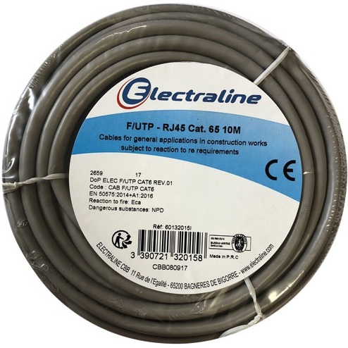 Câble multimédia FTP - RJ45 -CAT 5 - L : 10 m - couronne gris