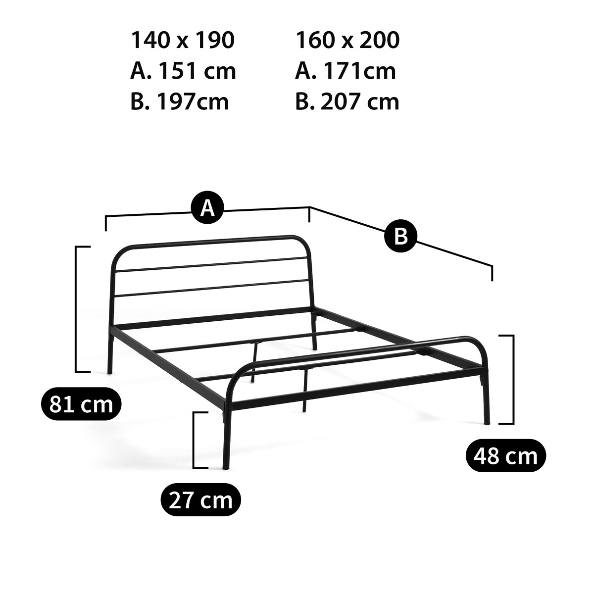 LA REDOUTE INTERIEURS<br>Cama em aço metal, Cristo