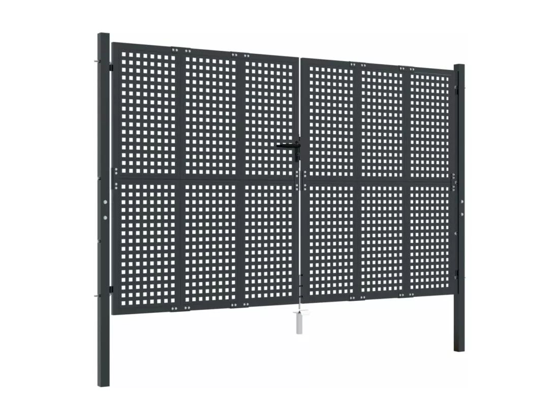 Portail de jardin anthracite 300x175 cm acier