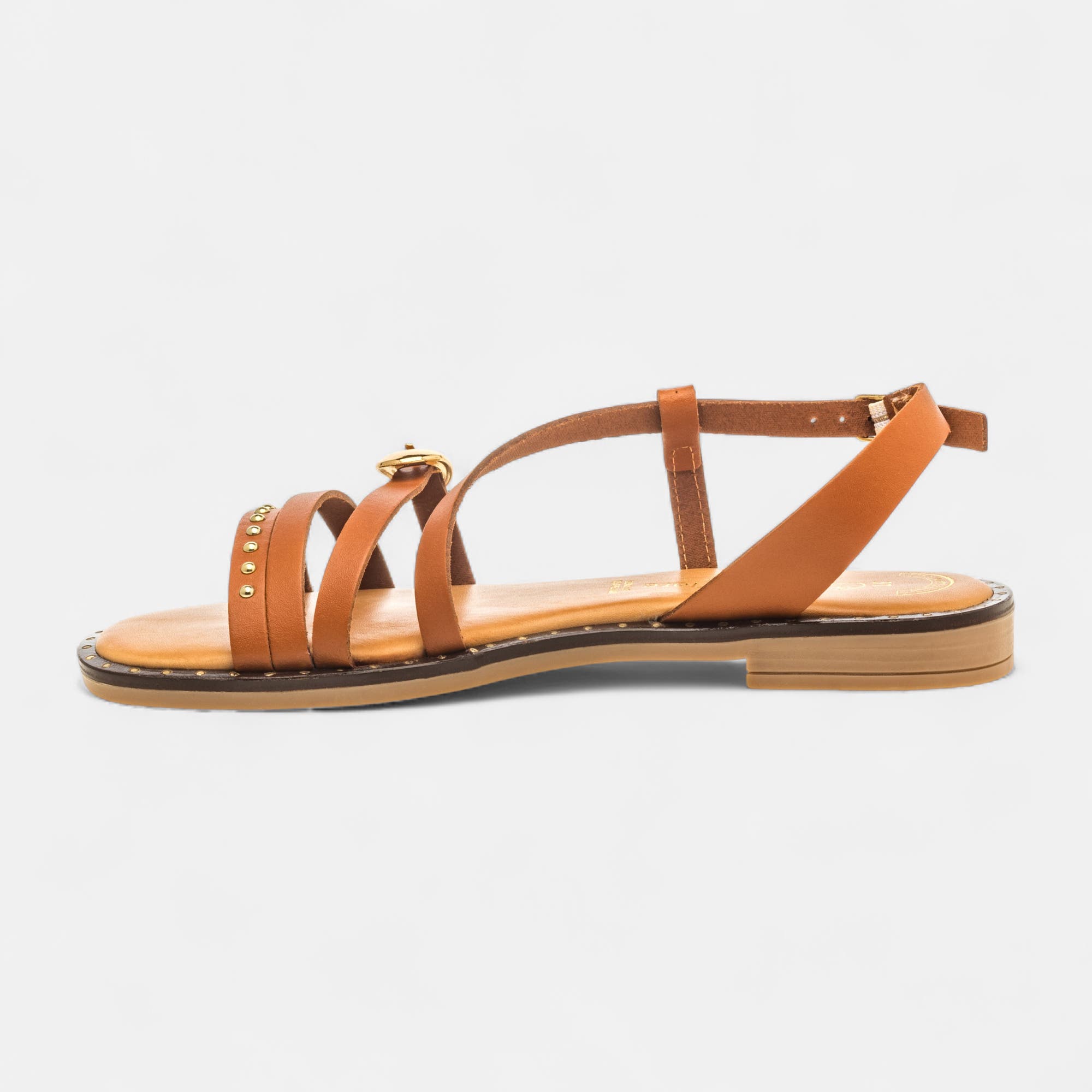 Nu-pieds Femme en cuir cognac