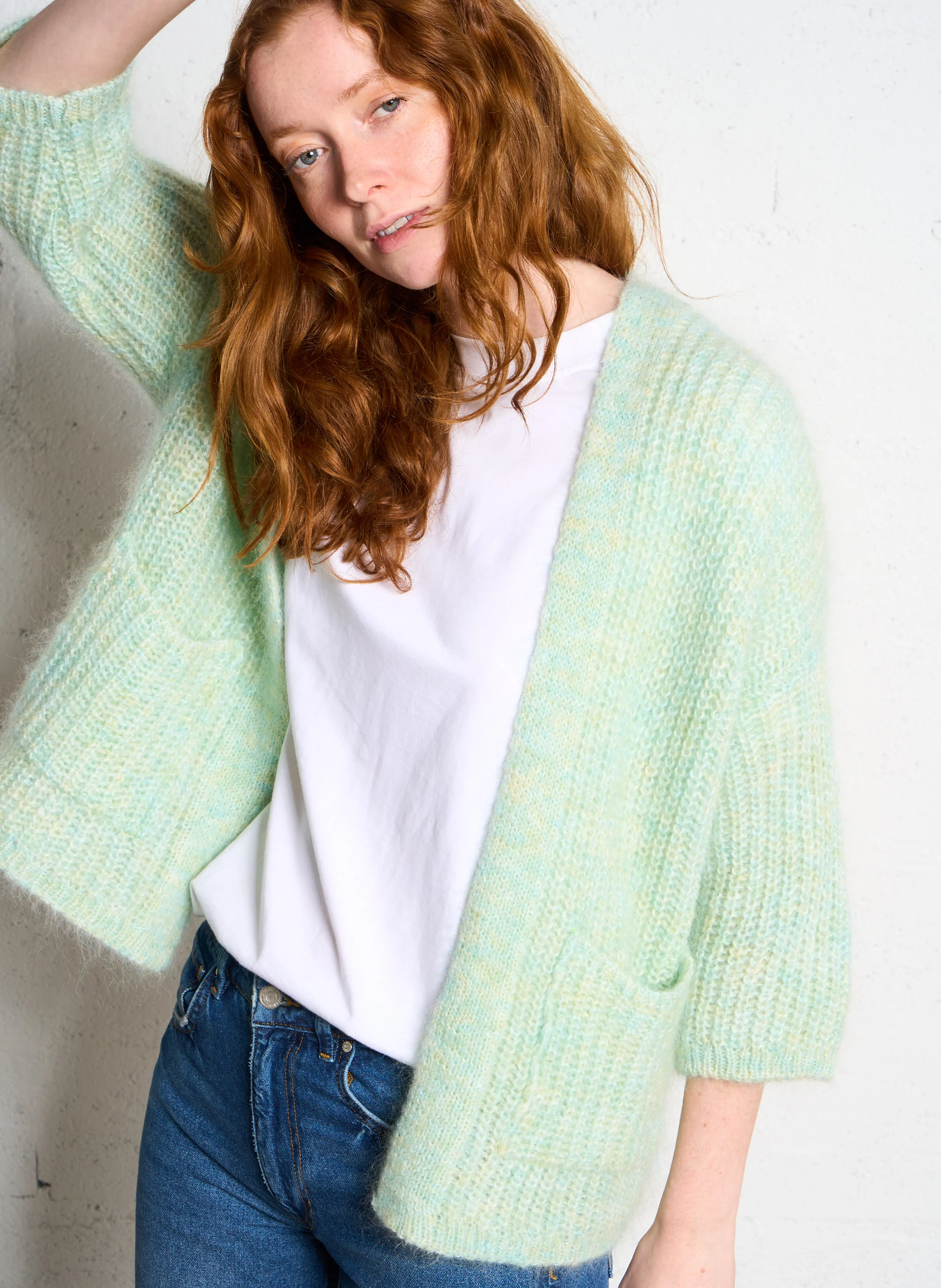 ALIX BIS - Gilet tricot en laine mélangée | Vert