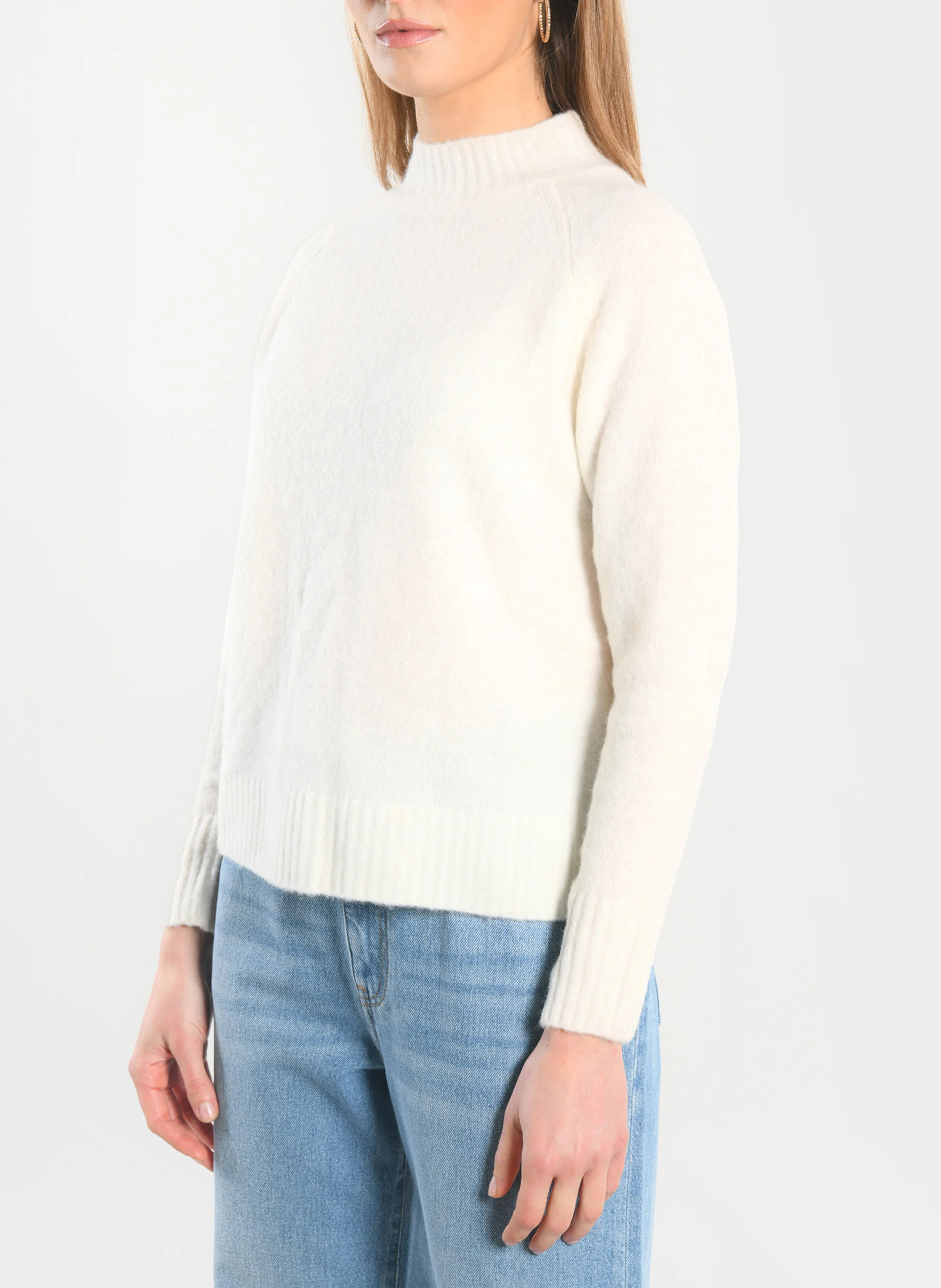 CONNIE - Pull col montant en laine mélangée | Blanc