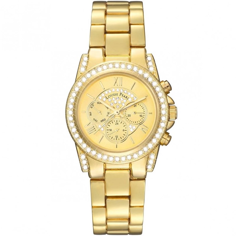 Montre Femme LOUISE PEARL Ornée de Cristaux Swarovski bracelet Acier Doré