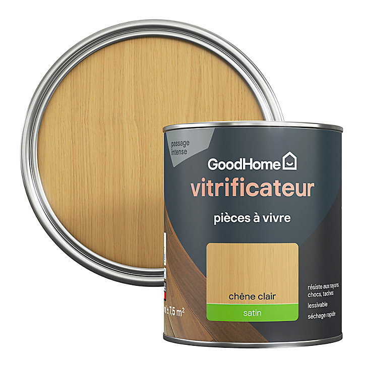 Vitrificateur pièces à vivre GoodHome chêne clair satin 750 ml