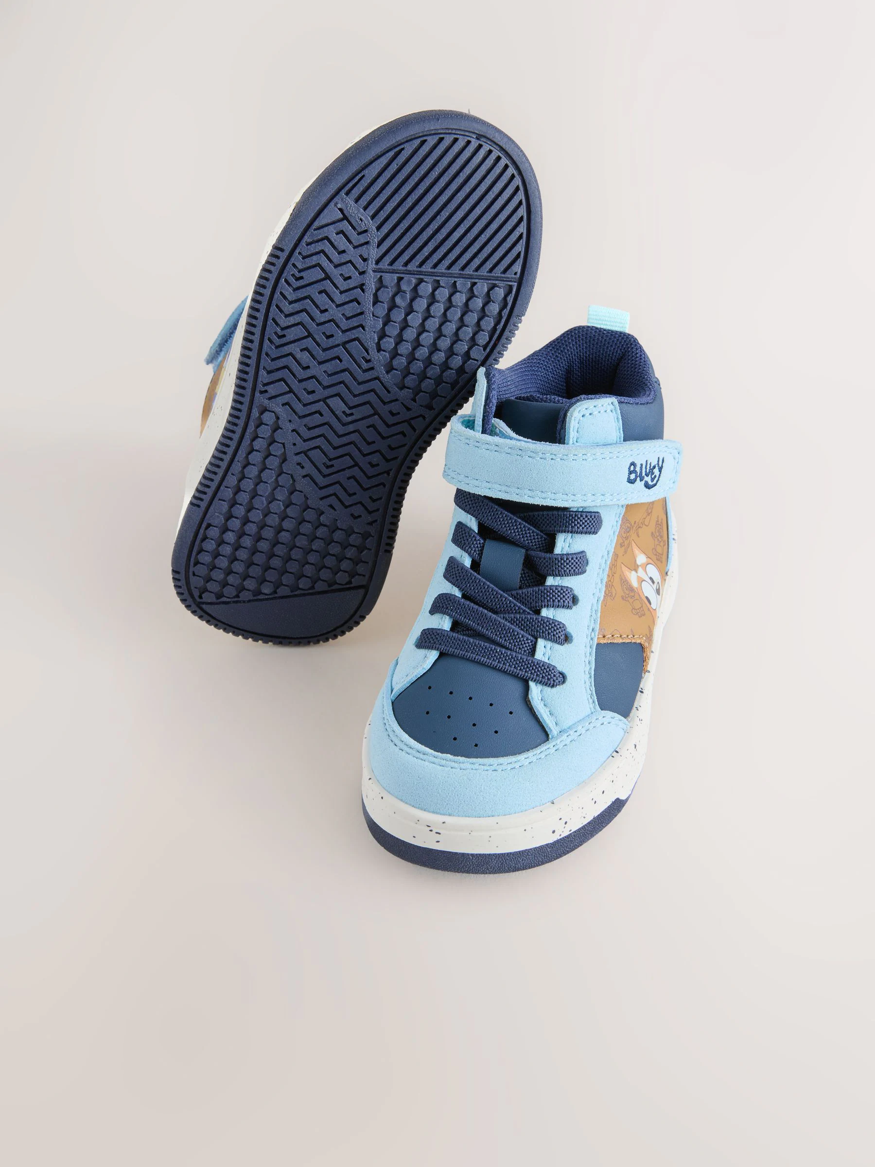 Marineblauwe Bluey - Hoge sneakers met klittenbandsluiting en elastische veters