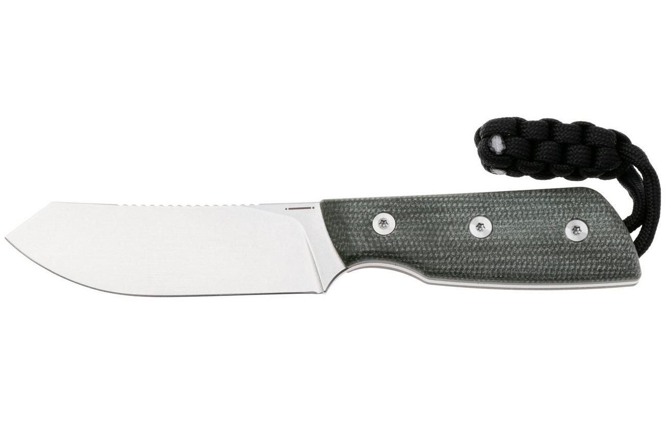 StraightLine Digger DG-GC Stonewashed 14C28N, Green Canvas Micarta, vaststaand mes