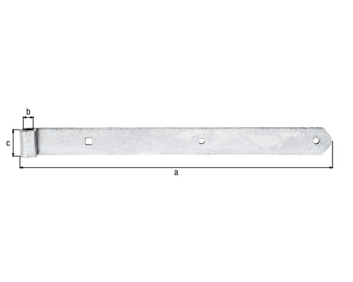 Scharniertype 8 rechte vorm lichtgewicht 500 x 16 x 45 mm verzinkt, dikke film gepassiveerd