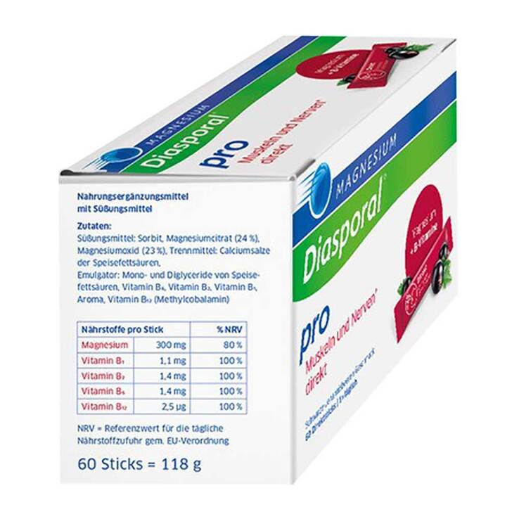 Magnesium Diasporal pro + B-Vit.Musk. + Nerven direkt, 60 St