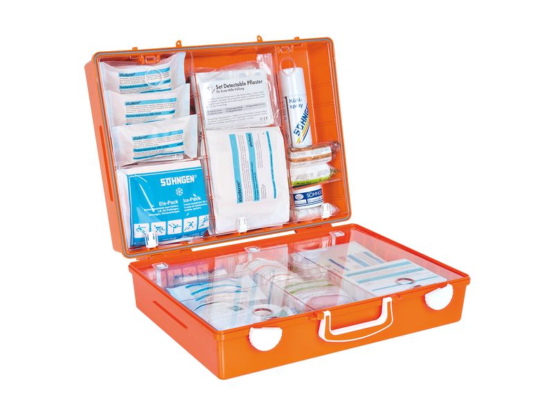 SÖHNGEN Erste-Hilfe-Set SPEZIAL, DIN 13157, Hotel & Gastron Erste-Hilfe-Koffer inklusive Wandhalterung