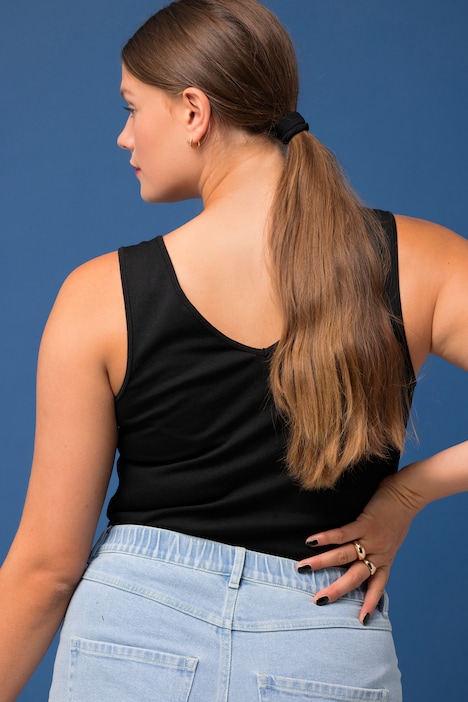 Body, Slim Shape, Punto-Jersey, doppelter V-Ausschnitt