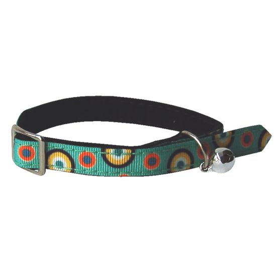 Collier sublime motifs psychédeliques turquoise pour chat