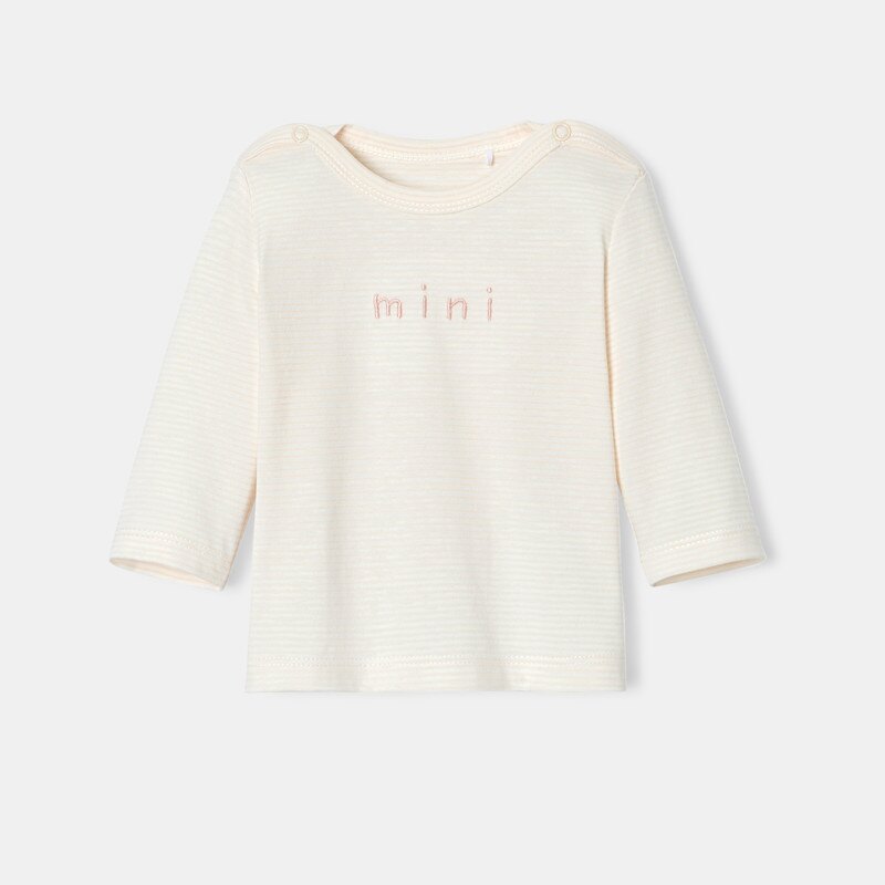 T-shirt à manches longues rayé en coton bio rose naissance Absorba Rose