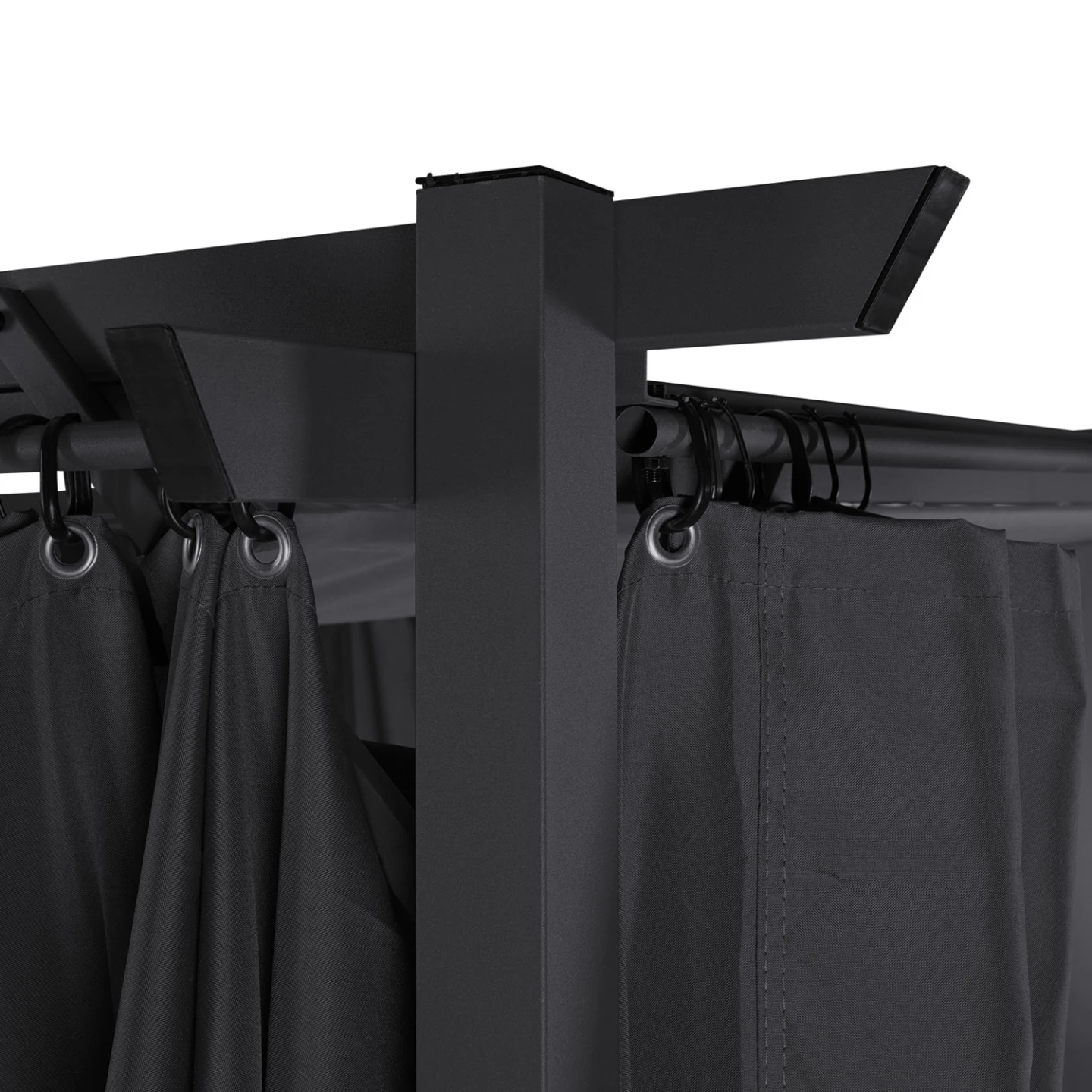 Pergola édition limitée toit rétractable 3x3 M et 4 rideaux gris anthracite