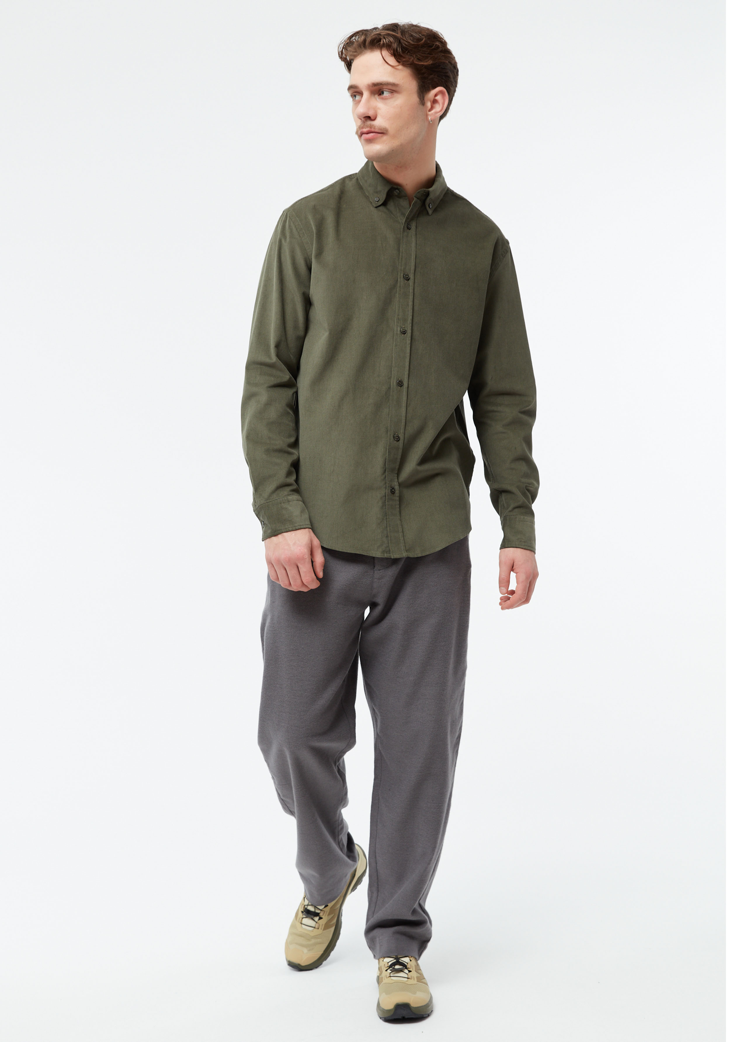 Givn Berlin Cord-Hemd GBFabio Dark Khaki