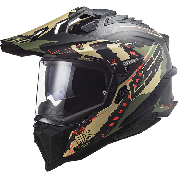 LS2 - Casque MX701 Explorer Carbon Extend Noir / Vert / Sable / Mat