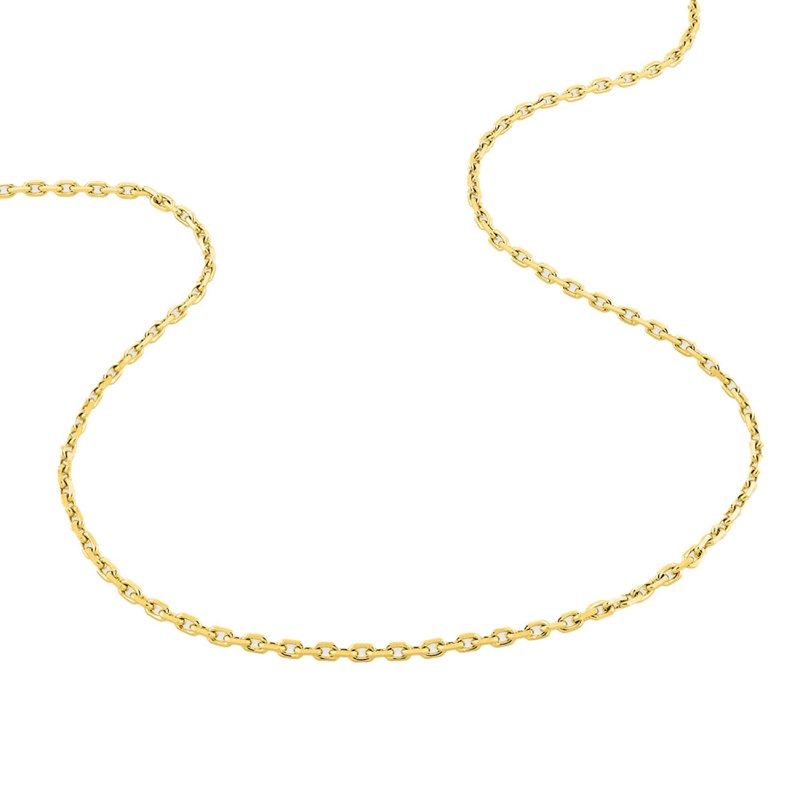 Chaîne mixte 40 cm - Maille forçat diamantée - Or 18 Carats - Largeur 1.85 mm