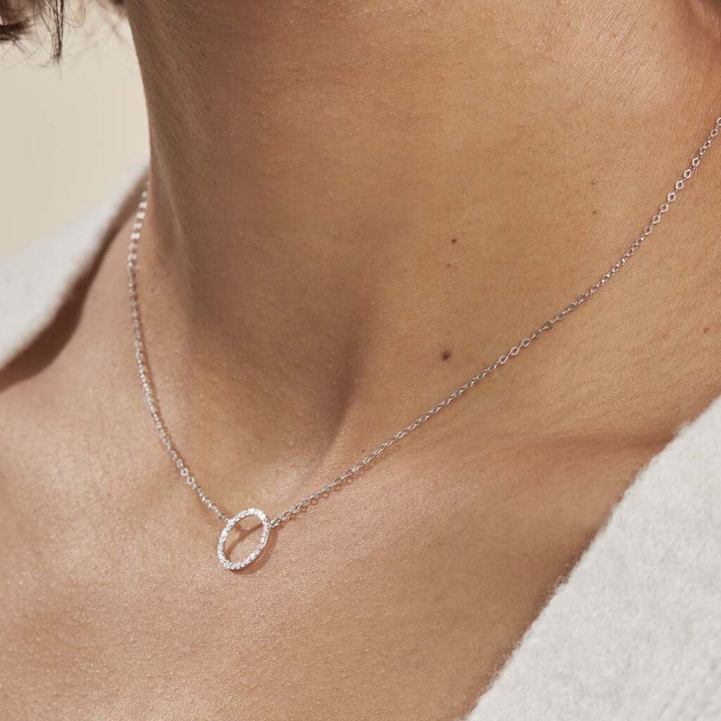 Collier Stip Or Blanc Oxyde De Zirconium