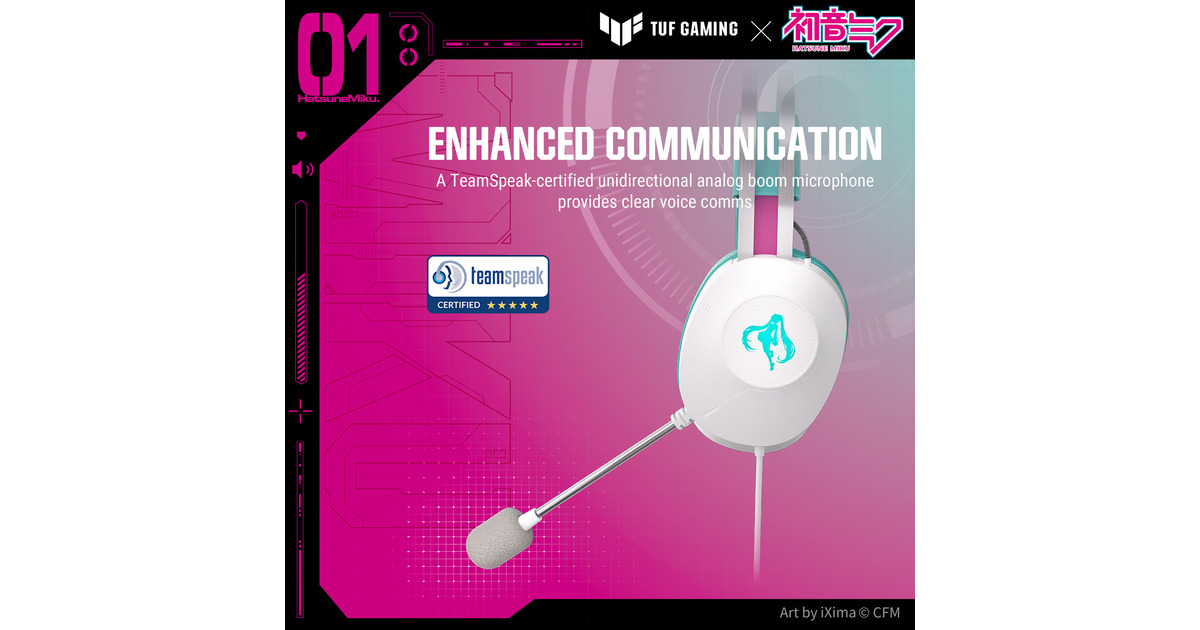 ASUSTUF Gaming H1 Gen II Hatsune Miku Edition over-ear gaming headset  (Wit/turquoise, Pc, PlayStation 4, PlayStation 5)