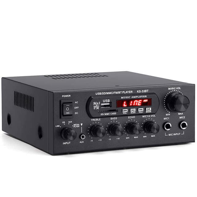 Bluetooth 5,0 stereoforstærkeren 60 + 60W RMS forstærker 2 mikrofonindgang digital audio karaoke