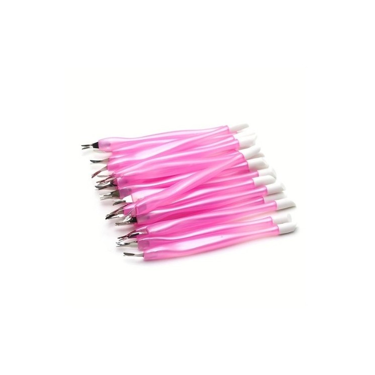 Set mit doppelseitigen Pink Nagelhautentfernungswerkzeugen, 10-teilig